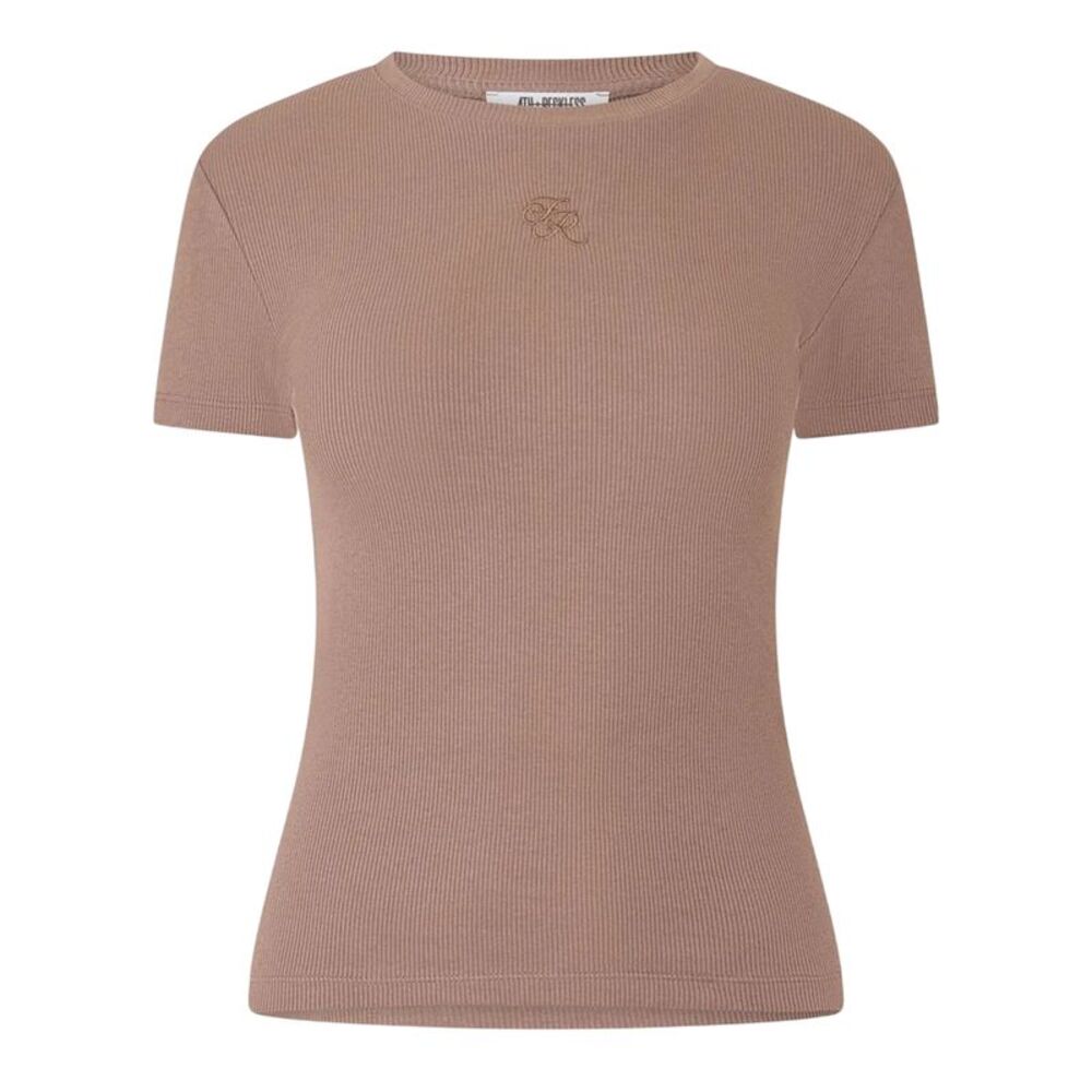 4th & Reckless Womens/Ladies Embroidered Logo Fitted T-Shirt / Brown